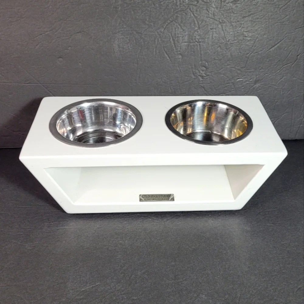 Pet Lounge Studios Angled Diner Double Bowl Feeder
